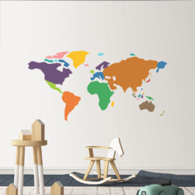 muursticker kinderkamer wereldkaart kleurrijk