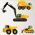 werkvoertuigen-muurstickers-heftruck-kraan-shovel-weg-werkzaamheden