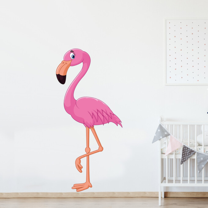 muursticker-flamingo-vogel-roze