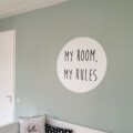 muursticker kinderkamer diy goedkoop inspiratie ideeen verf groen my room rules deursticker babykamer
