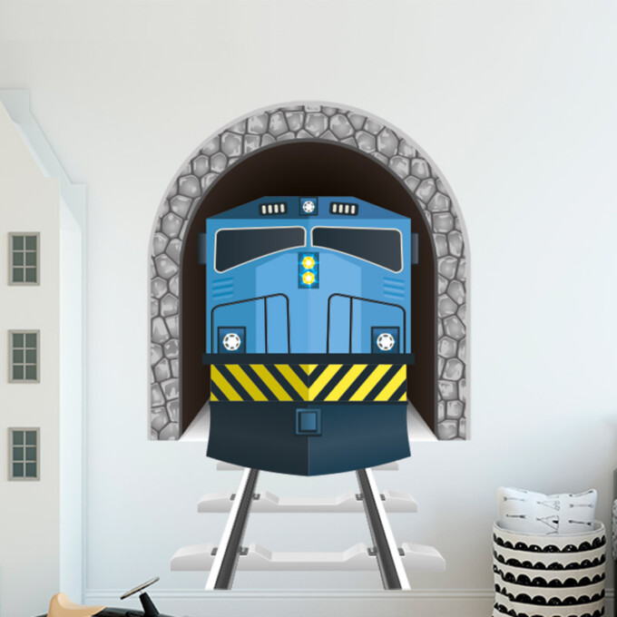 MUURSTICKER TREIN KINDERKAMER