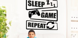 muursticker gaming room gamer eat sleep game repeat playstation