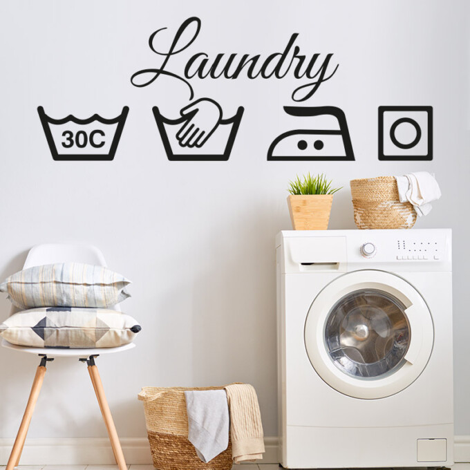 muursticker laundry washok ideeen inspiratie modern kleuren interieur