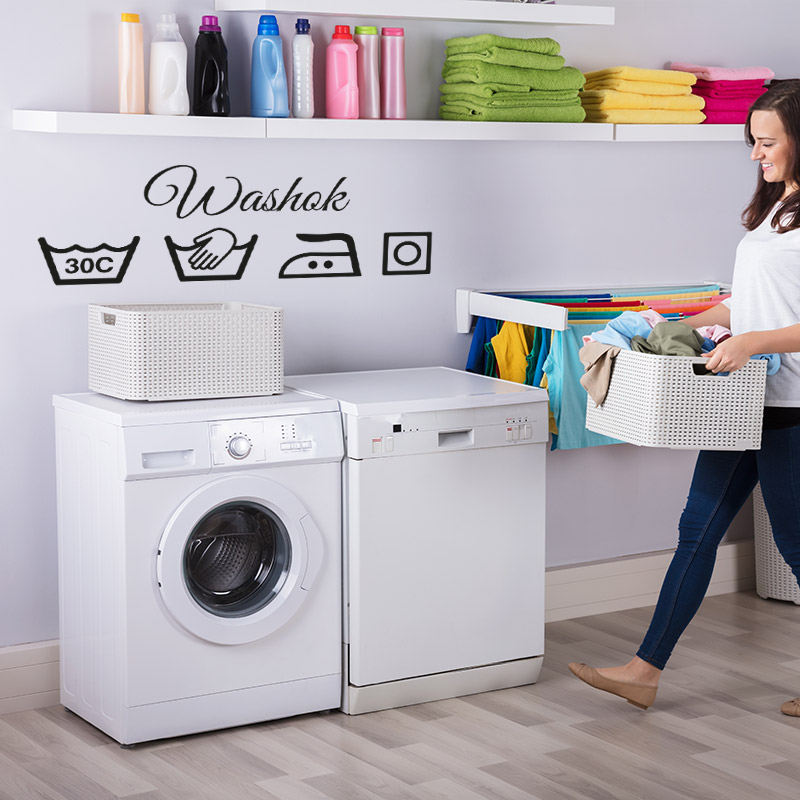 muursticker washok ideeen leuk inspiratie tips wasruimte sticker laundry