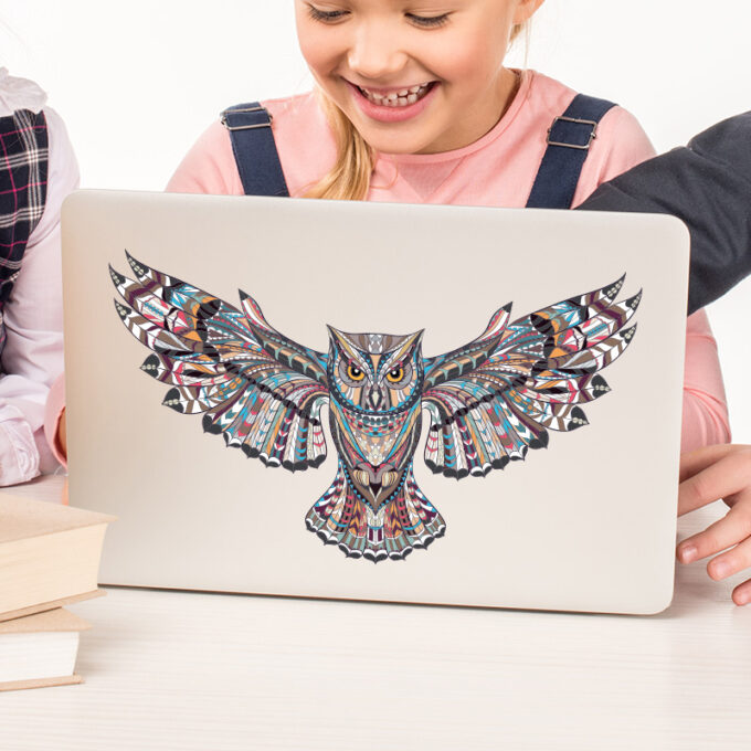 muursticker uil laptop sticker back deursticker dieren kinderkamer muurdecoratie inspiratie acessoires