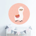 muurcirkel alpaca hartjes lama behangcirkel zelfklevend poster roze