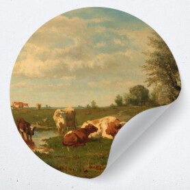muurcirkel koeien gerard landschap behangcirkel schilderij kunstwerk woonkamer muurdecoratie wanddecoratie