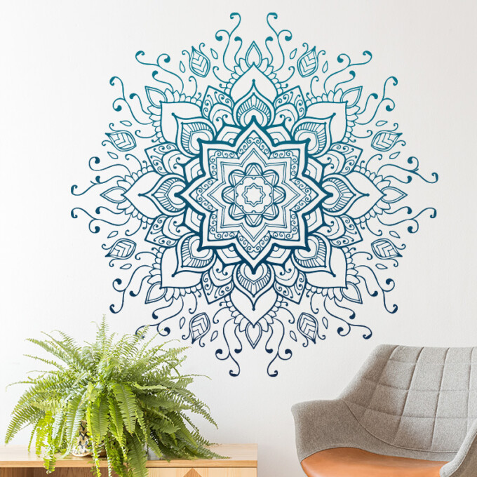 muursticker mandala yoga namaste woonkamer meditatie ruimte bloem