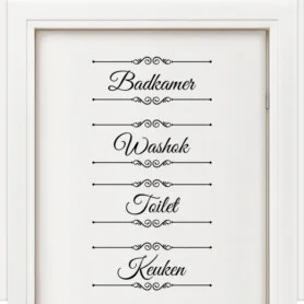 badkamer toilet keuken washok sticker set laundry bathroom wc kitchen nederlands zwart muurstickers deurstickers