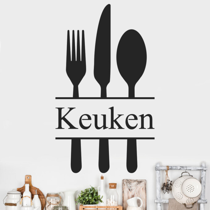 muursticker keuken bestek