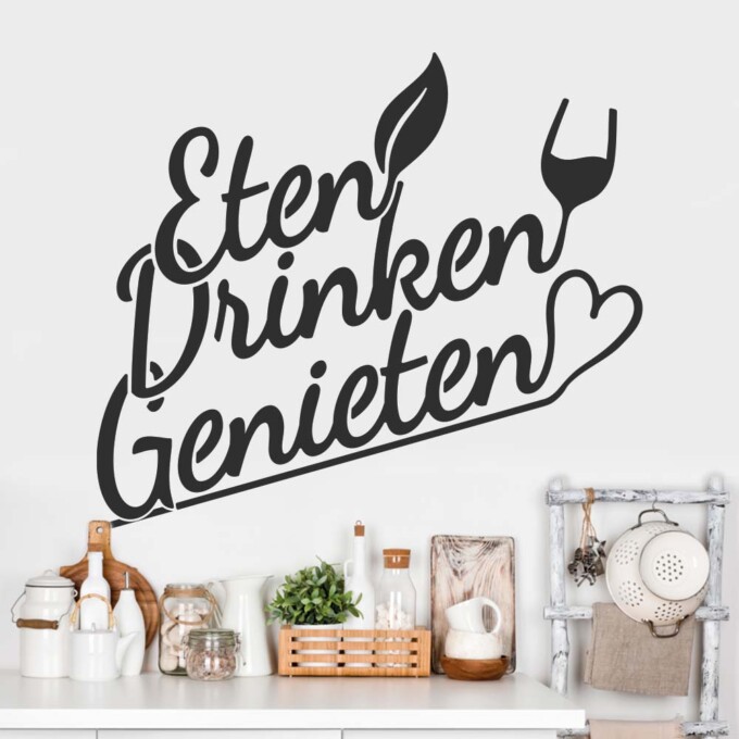 muursticker keuken stickers kruiden geniet eten drinken love liefde gekruid inspiratie ideeen leuk zwart wit groot klein