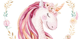 muursticker unicorn met naam eenhoorn kinderkamer ideeen meisjeskamer roze waterverf watercolor ideas bloemen zachte kleuren