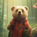 Deursticker deurposter baby beer jas schattig creatief natuur bos kinderkamer