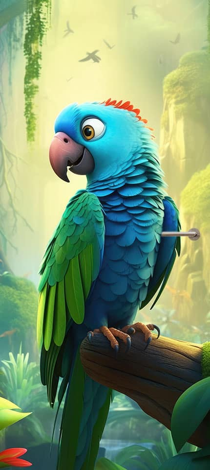 Deursticker deurposter cartoon papegaai jungle schattig