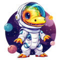 muursticker dinosaurus astronaut grappig schattig cute creatief muursticker muurstickerstunter