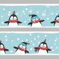 zelfklevende behangstrook muurstickerstunter pinguin winter schattig