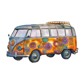 hippie bus volkswagen muursticker sticker on tour camping leuk auto